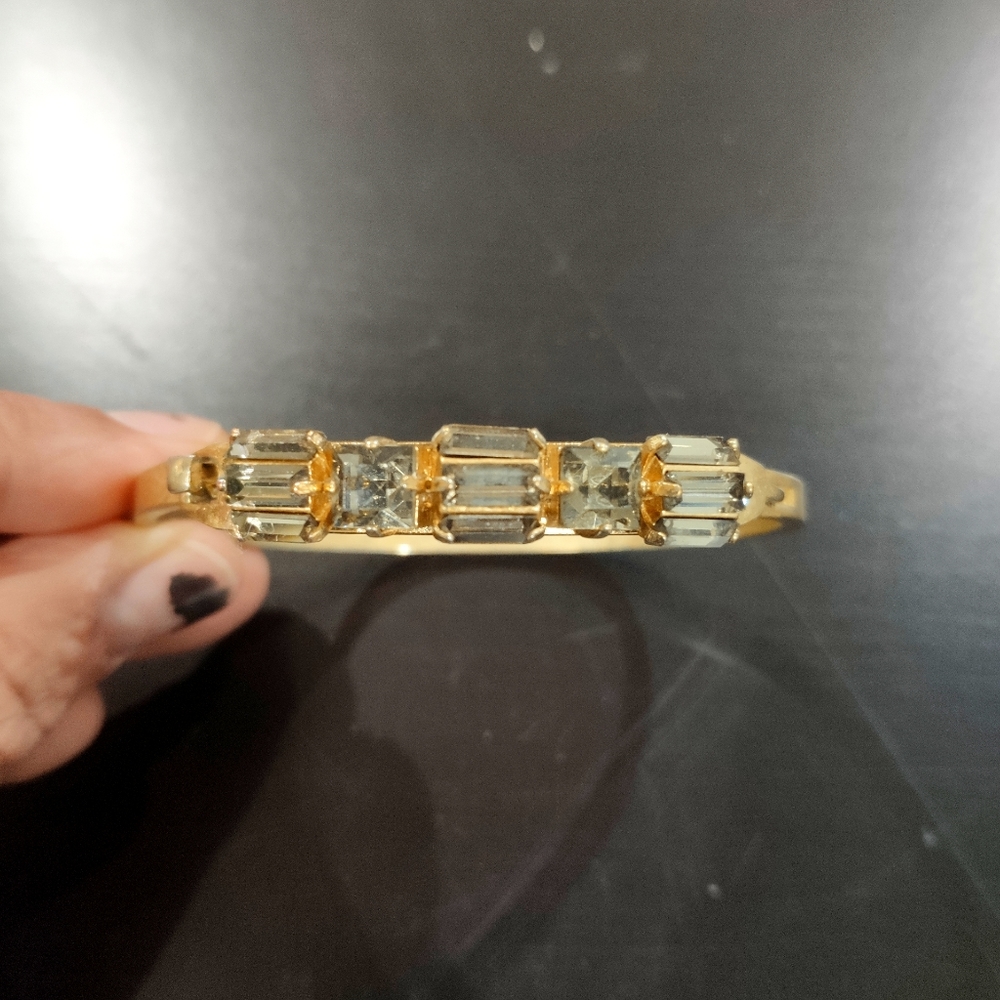 Madewell Gold Grey Green Stone Bracelet Bangle